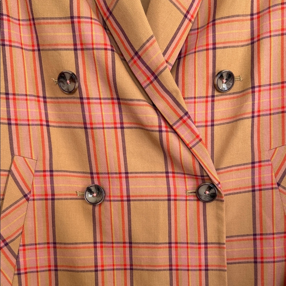 New Anthropologie Tan and Red Plaid Blazer - Picture 6 of 10
